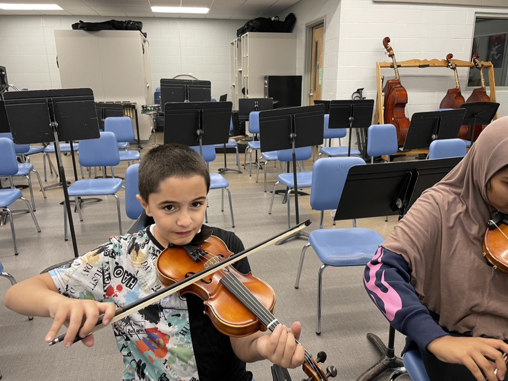 Boy playing violin