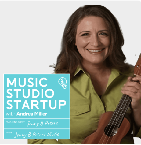 Picture of Jenny with Music Studio Startup Logo